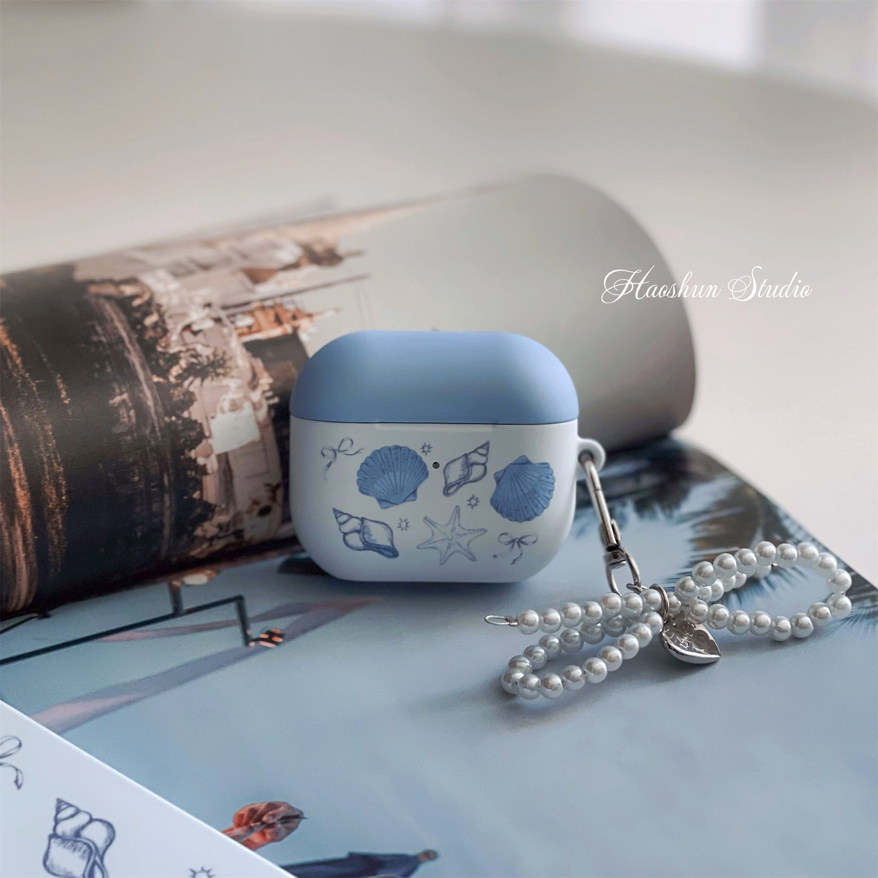 海洋贝壳适用于Airpods2保护套AirPods4耳机套aipodspro蓝牙AirPodspro2/airpods3可爱卡通菲林磨砂耳机壳