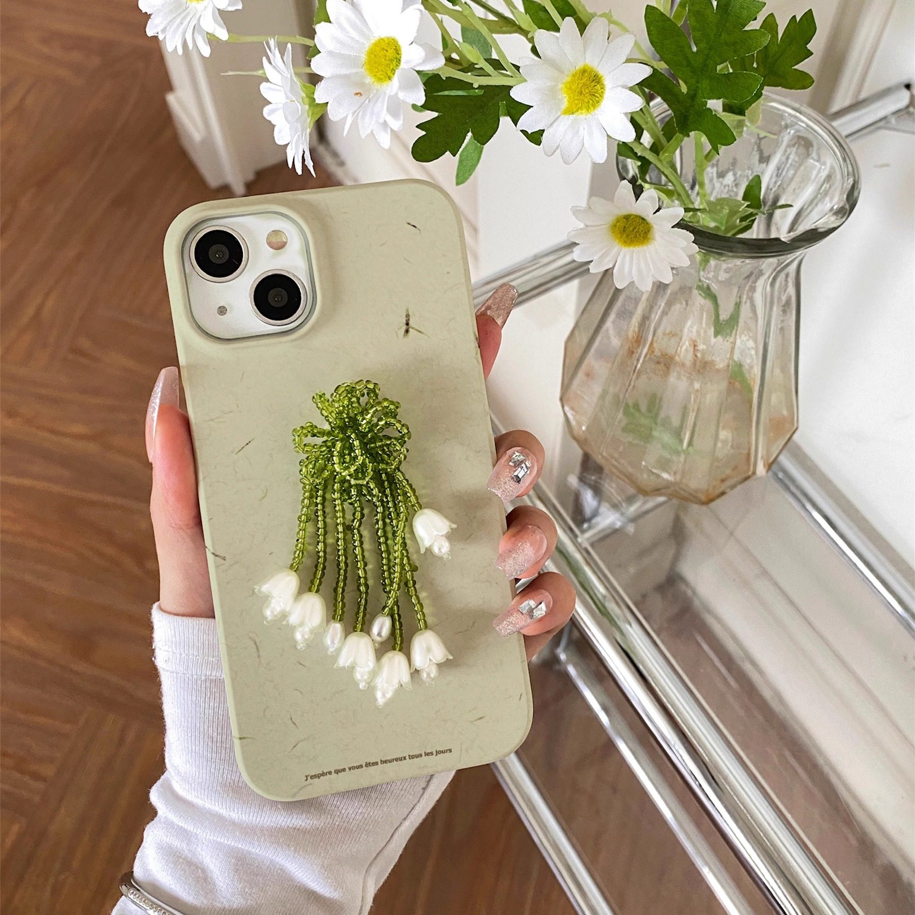 绿叶铃兰适用于三星S23Ultra磨砂菲林硬壳S24+小众设计S21Ultra半包s25+手机壳S21/s23光面女款新款ins保护套