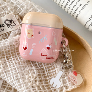 吐司甜点适用于Airpodspro保护套AirPods4光面菲林耳机套aipods2/AirPodspro2苹果airpods3创意可爱耳机壳