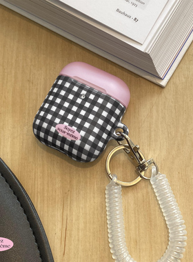 黑白格纹适用于Airpods保护套airpods4耳机套aipods二代三无线蓝牙ipods/airpod3 pro代日韩ins风菲林耳机壳