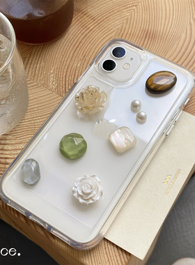 宝石玫瑰适用于三星S24+太空壳S21plus/S21fe透明S21ultra防摔S23PLUS手机壳S22UlTRA硅胶复古小众质感保护套