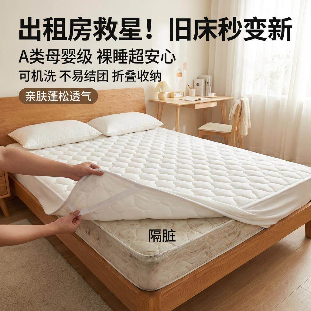 出租房床垫隔脏夏天卧室床上薄款床褥垫可折叠软垫保护垫隔脏垫