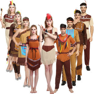 万圣节服装cosplay演出服衣服成人男女土著人非洲原始印第安野人