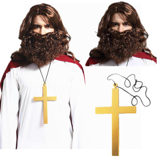 万圣节道具圣诞节狂欢塑料项链凯撒大帝假发修女头巾演出话剧道具