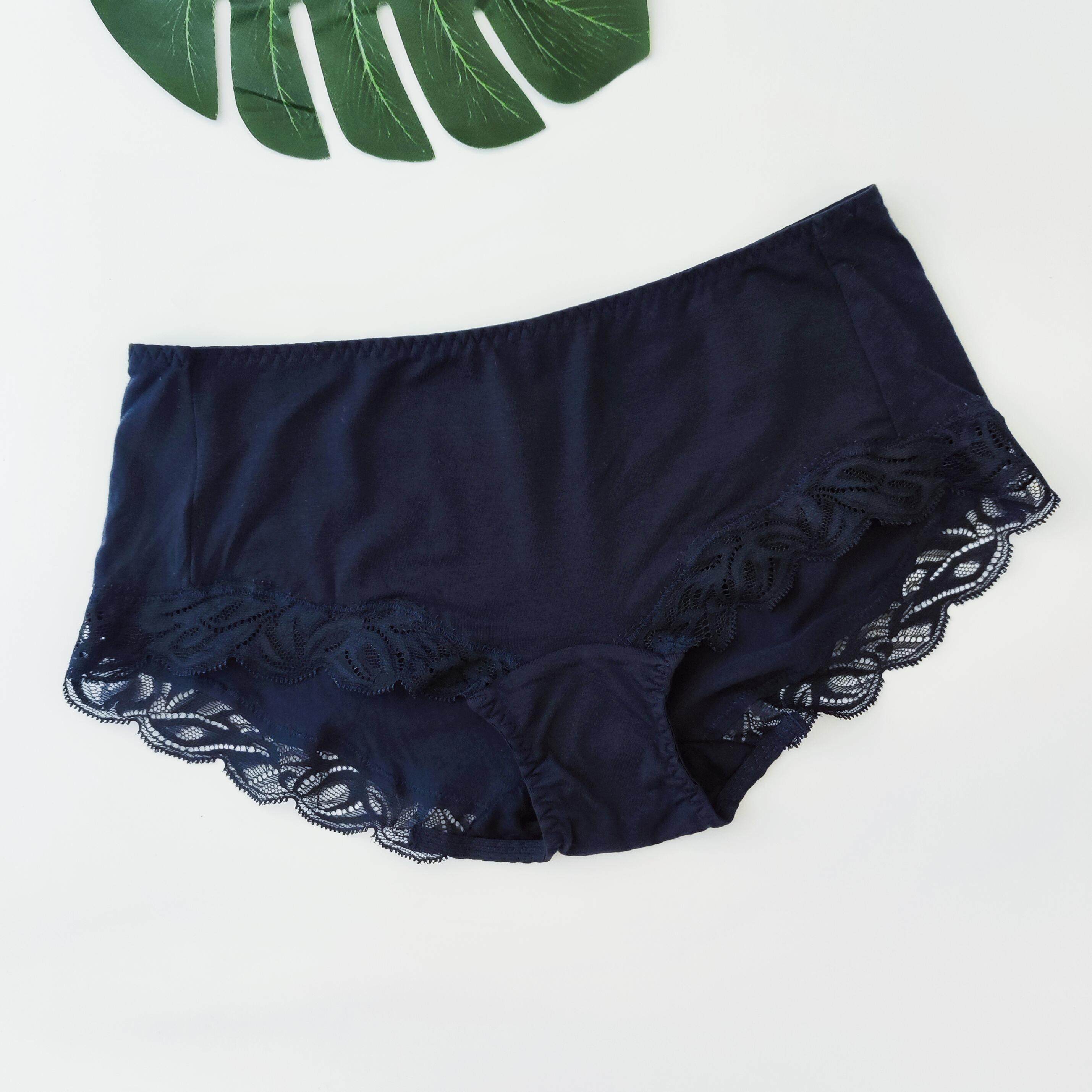 2026春新款韩单藏蓝色可爱蕾丝花边少女纯棉中低腰女款三角内裤,女士内衣/男士内衣/家居服,女三角裤,淘宝优惠券,粉丝福利购,淘宝优惠卷