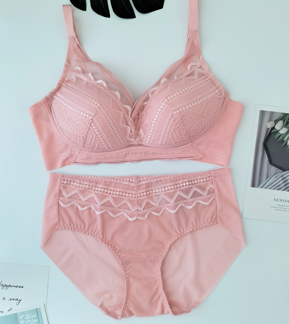 韩国原单淡粉色少女时尚轻奢聚拢上托侧收舒适减压无钢圈文胸套装,女士内衣/男士内衣/家居服,文胸套装,淘宝优惠券,粉丝福利购,淘宝优惠卷