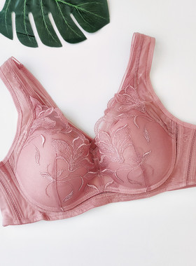 秋季新款韩国SKINFIT深豆沙色奢华刺绣聚拢上托收副乳无钢圈文胸