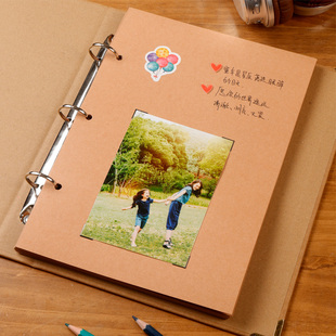 活页本手账笔记本本子b5毕业成长纪念册手册日记记事本厚牛皮纸幼儿园手帐同学录留言记录复古