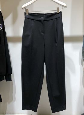 WUZHI秋季新款西装裤女 松紧腰宽松九分西裤显瘦休闲萝卜裤77024