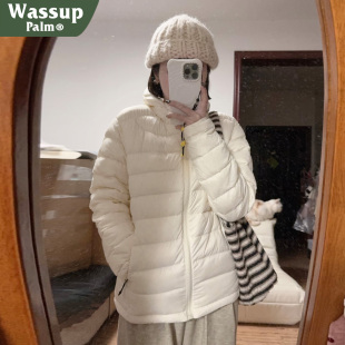 WASSUP PALM排骨羽绒服女款2025新款冬季鸭绒内胆小个子轻薄外套
