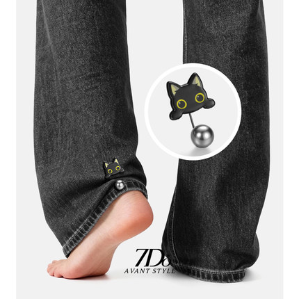 7Do冬季可爱小猫裤脚拖地神器衣服收腰神器毛衣开衫固定别针配饰