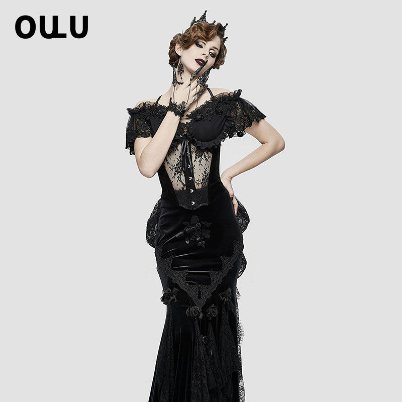 欧卢复古宫廷风暗黑系女装2020春季新款古典哥特晚会晚礼服气质
