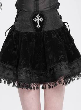 Devil Fashion恶魔时尚女装哥特玫瑰花提花半裙SKT23001