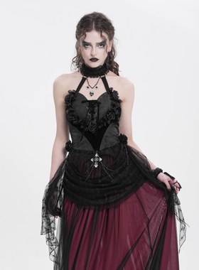 EVA LADY恶魔时尚女装哥特朋克暗黑 爱心花朵哥特束身衣ECST00901