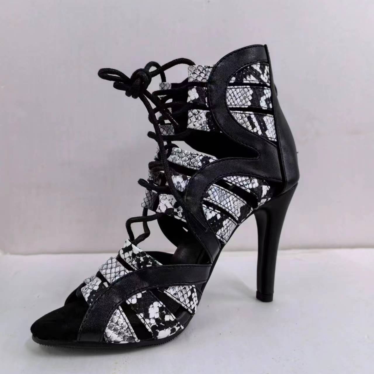爵士舞高跟鞋Heels舞鞋JAZZ侧绑带露趾凉靴夏罗马凉鞋女细跟大码图片