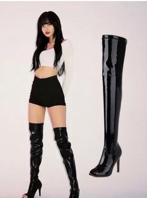 鱼嘴性感超高跟钢管舞过膝长靴