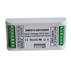 3CH 4CH led解码器 带拔码DMX512恒压控制 rgbw灯带迷你控制器