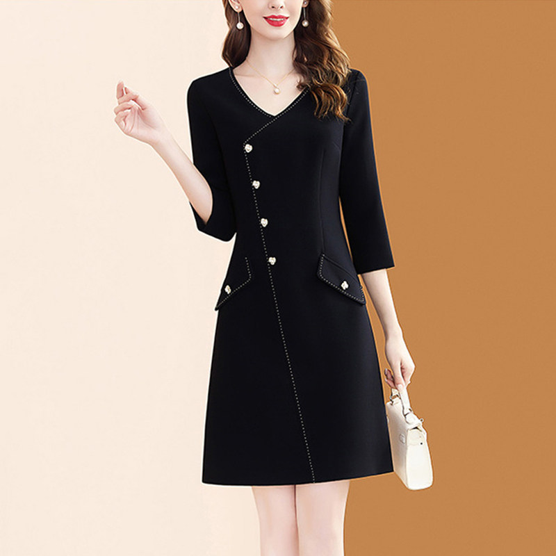 气质通勤A字裙聚酯纤维纯色拉链