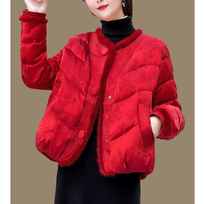 巨好看圆领短款棉袄洋气棉衣外套