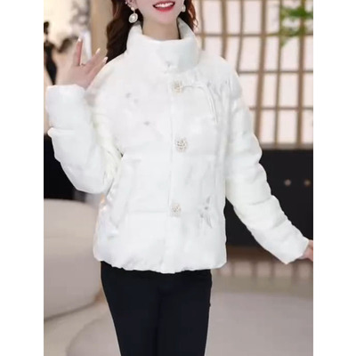 优雅减龄国风白色短款羽绒服女冬