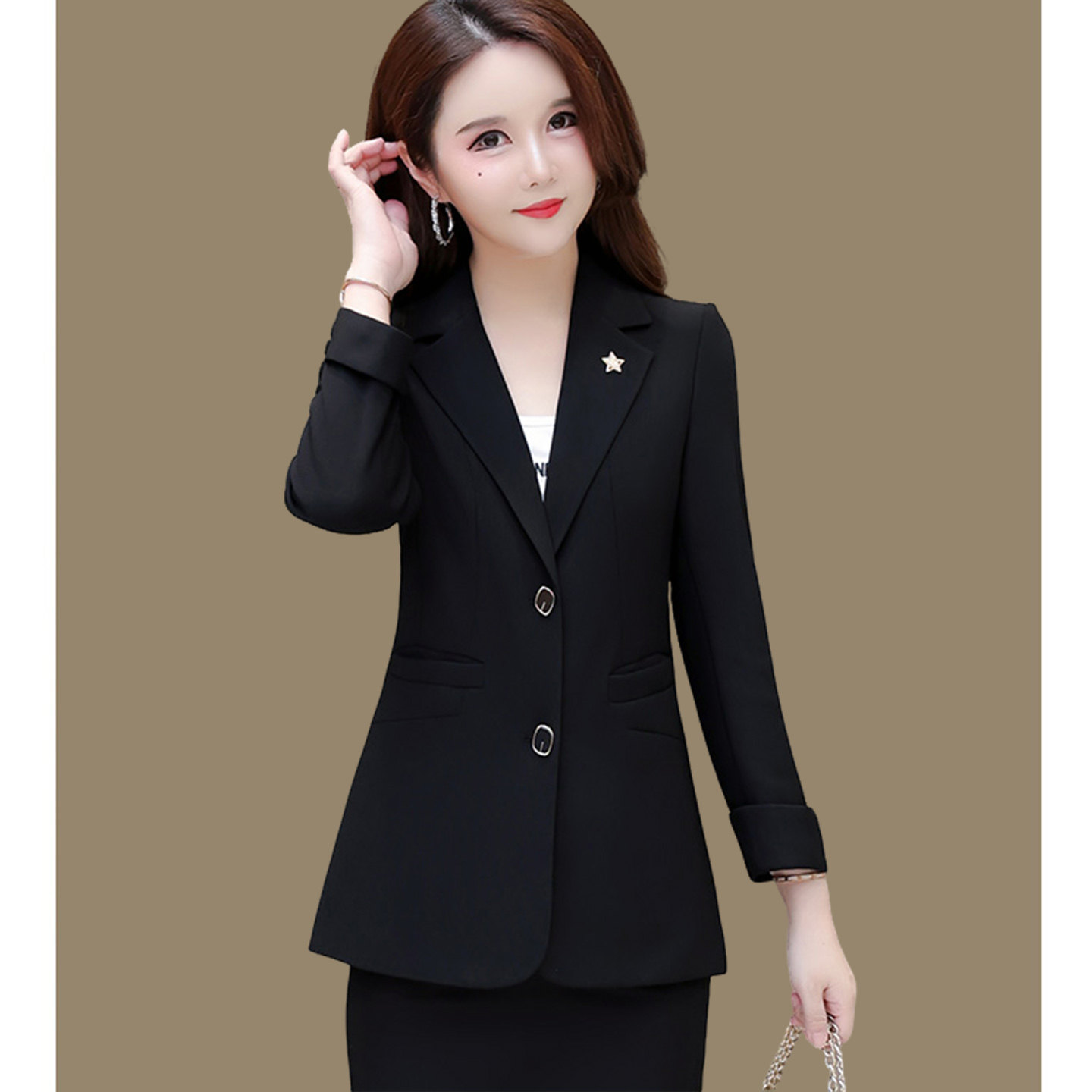 气质减龄黑色小西装26春季新款中年女士修身显瘦上衣通勤百搭外套