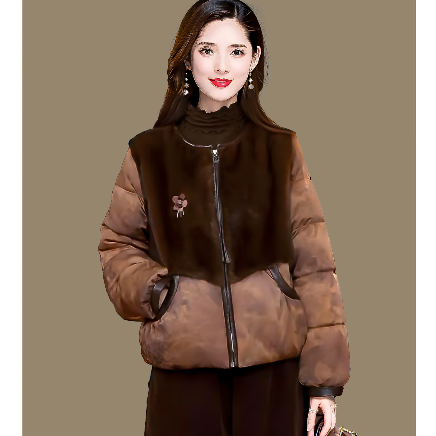 巨好看短款羽绒服女2025冬季新款圆领印花小个子白鸭绒印花厚外套,女装/女士精品,羽绒服,淘宝优惠券,粉丝福利购,淘宝优惠卷