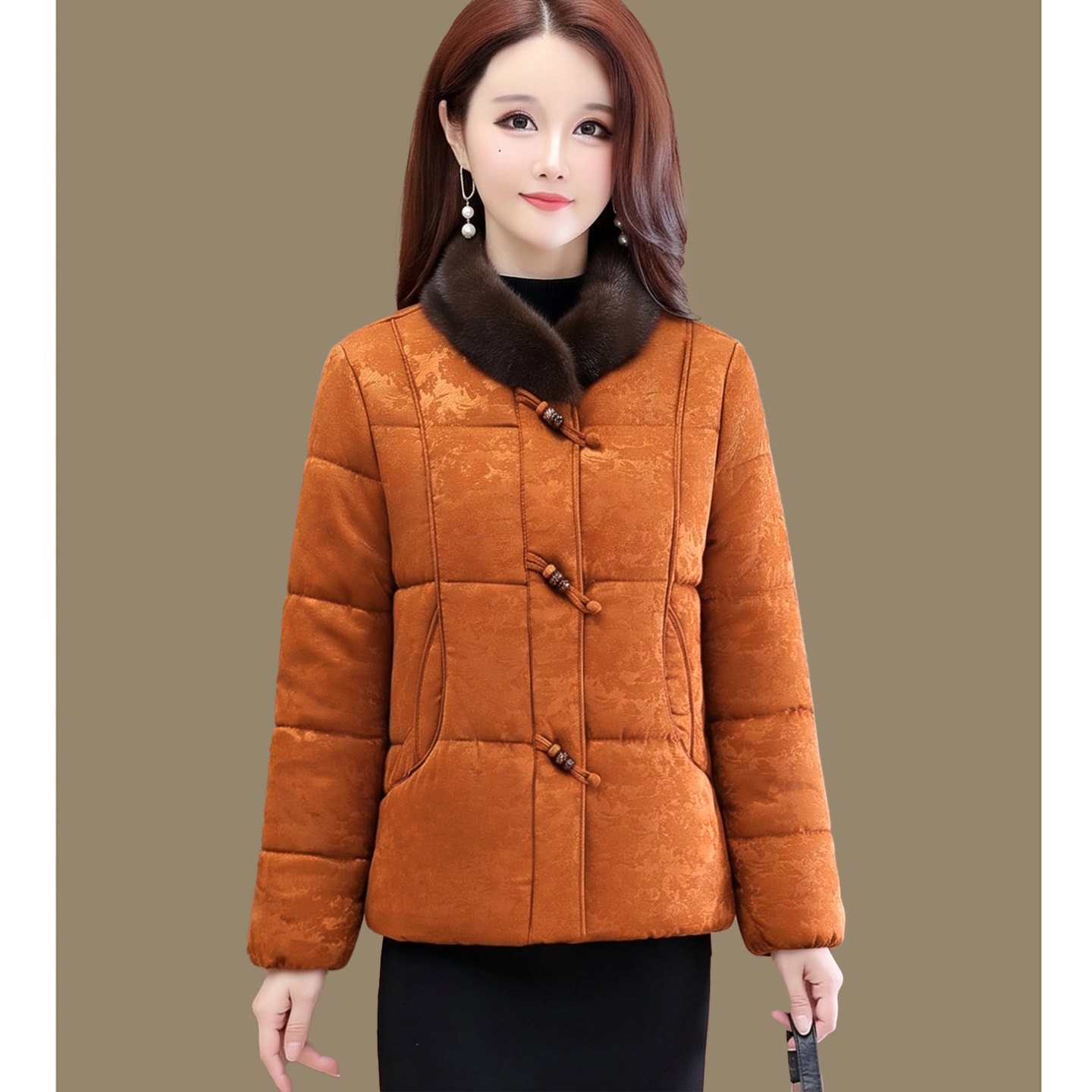 超好看国风短款棉服女毛领小棉袄