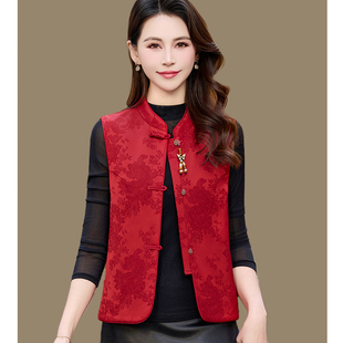 巨好看国风马甲外套2026春季新款中年妇女时尚马夹新中式短款背心