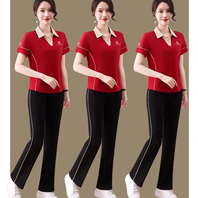 中年女士运动套装夏季短袖两件套