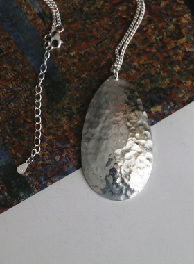 手工小众复古锤纹项链