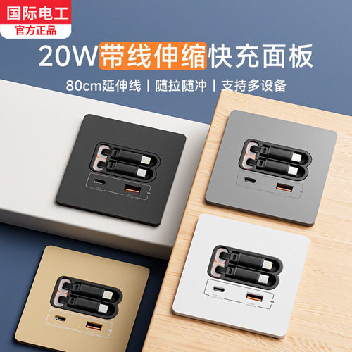 国际电工20W快充USB插座86型