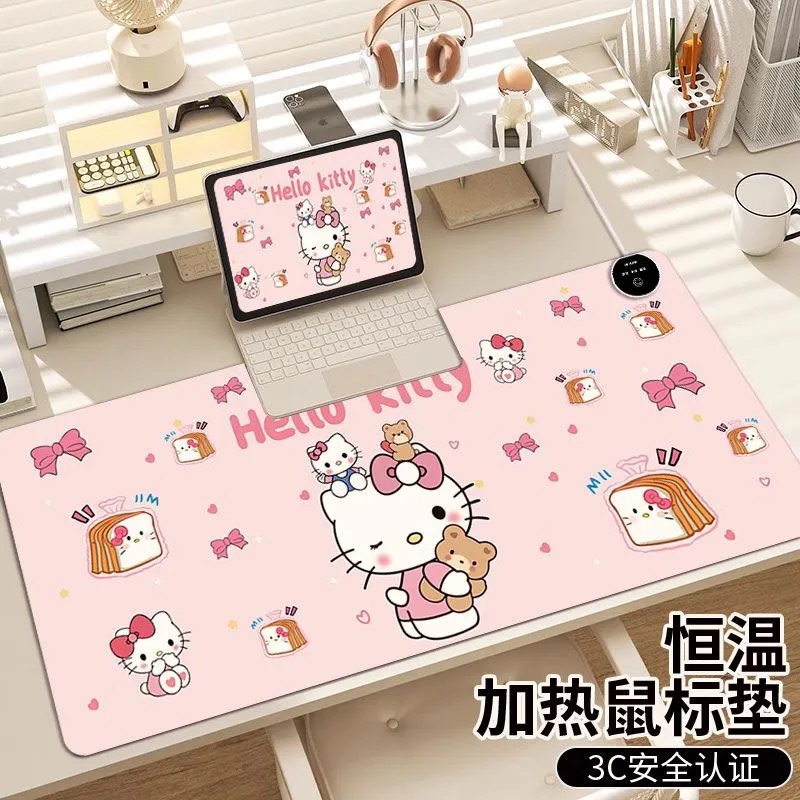 凯蒂猫加热鼠标垫办公桌面保暖发热桌垫学生学习暖手加热垫定