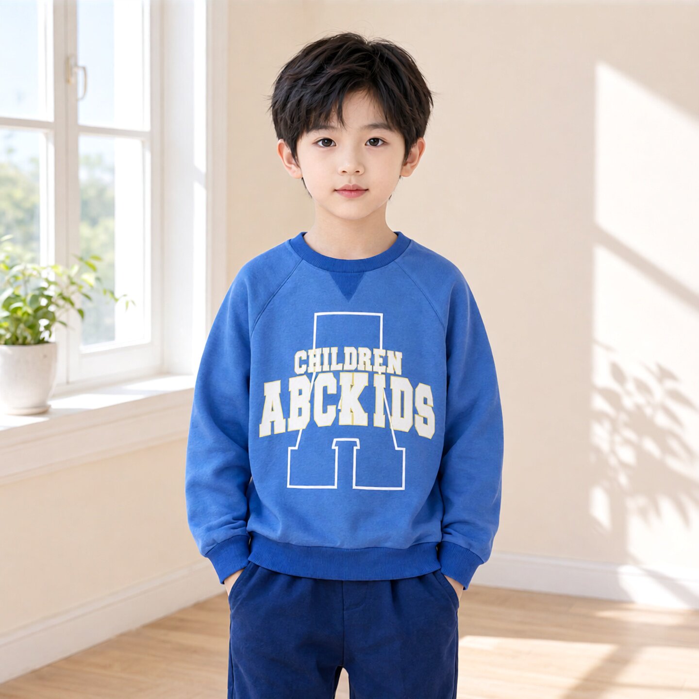 正品abckids童装秋季加绒男童正品打底衫套头卫衣宽松 F232305092