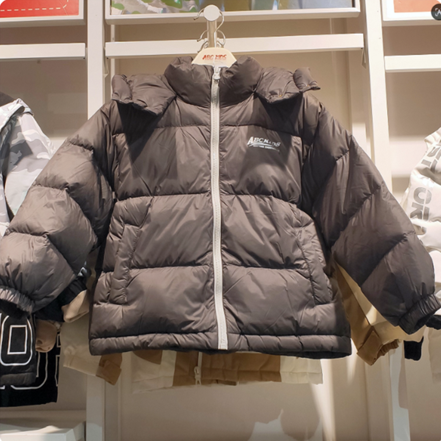 商场同款Abckids短款连帽羽绒服男童韩版宽松面包服加厚外套