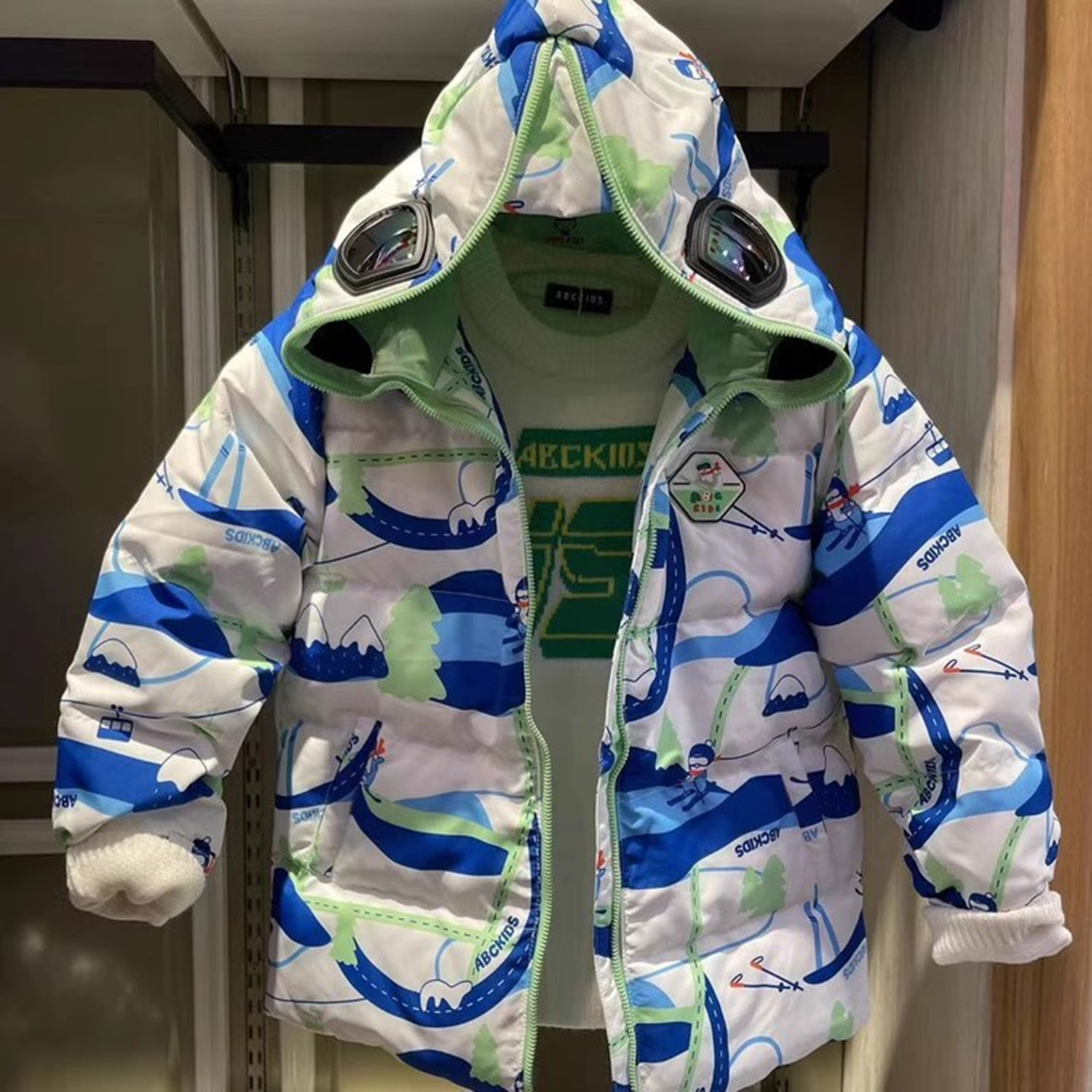 商场同款ABCKIDS童装冬季男童加厚戴眼镜可脱卸羽绒服 F352209004