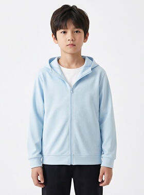 Abckids儿童连帽拉链防晒服男童2026夏季新款薄款外套蓝色