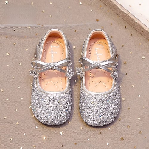 真皮儿童艾莎软底水晶鞋配礼服