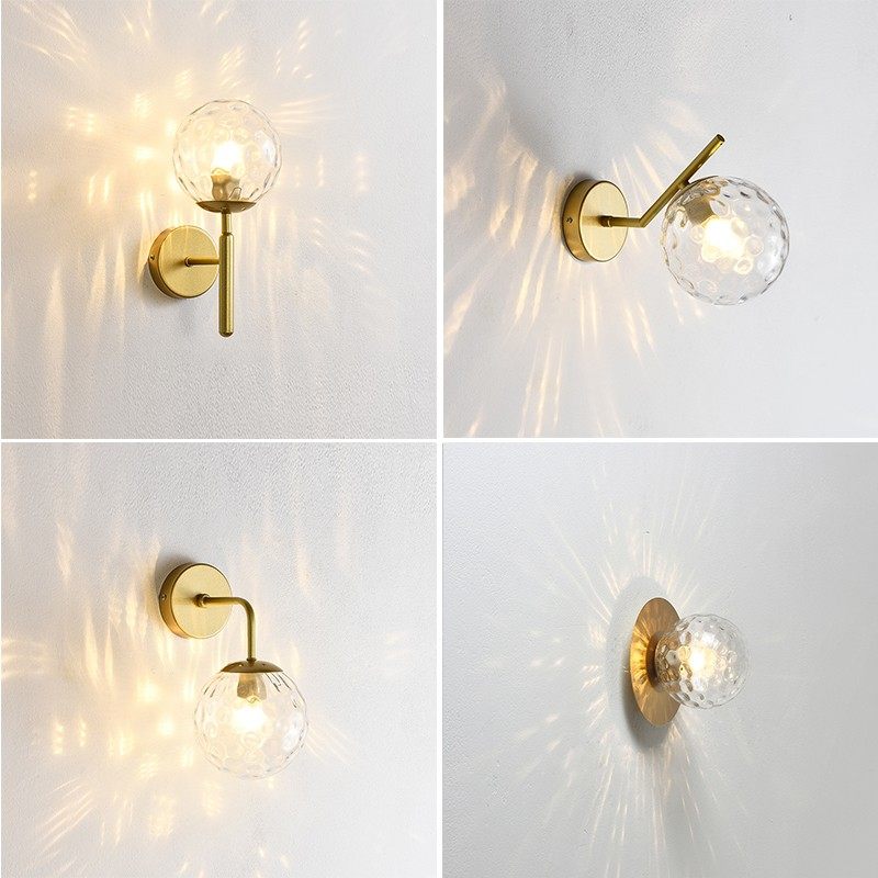 北欧简约轻奢壁灯现代个性创意铁艺过道阳台走廊玻璃罩卧室床头灯