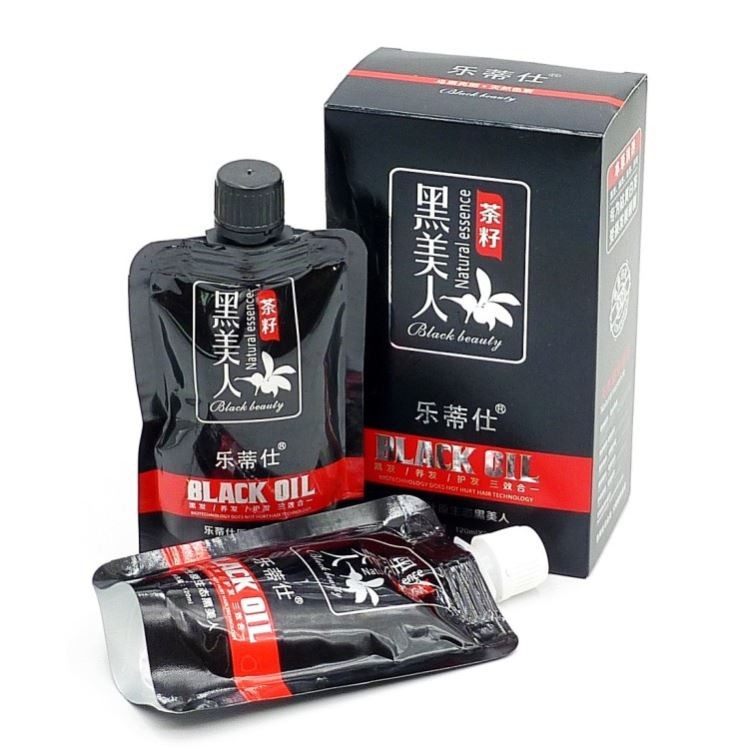 乐蒂仕黑美人茶籽原生态植物染发剂清水黑油不沾头皮温和不刺激染