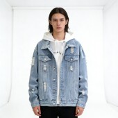 夹克男上衣 潮流春秋宽松潮牌工装 街头痞帅牛仔外套男网红新款 韩版