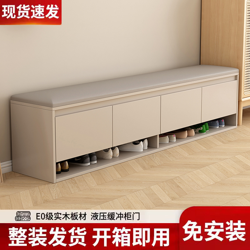 实木换鞋凳家用门口入户可坐鞋柜坐凳一体软包凳子轻奢进门穿鞋凳