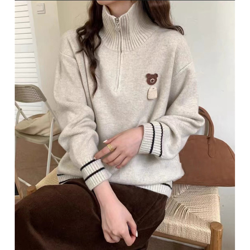 冬季加厚女士半拉链毛衣