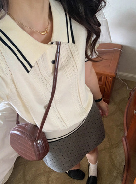 3th Morning 早春新款 撞色学院风POLO领短袖针织衫ZY2629