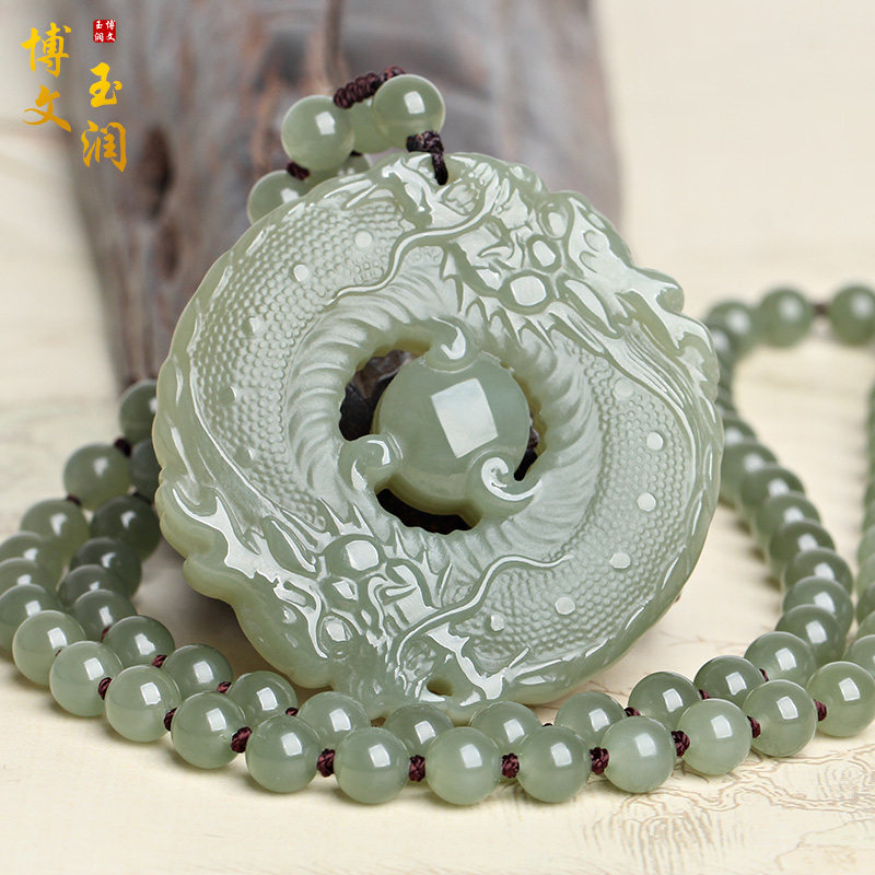 和田玉双龙戏珠玉吊坠挂件玉饰品图片