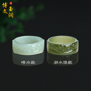 天然和田玉貔貅戒指冰晴水湖水绿招财貔貅玉戒指指环男女情侣款
