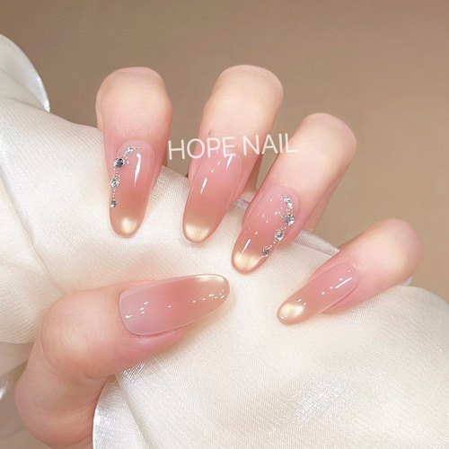 【萤火之光】千金感裸色腮红法式猫眼手工穿戴甲气质显白嬛嬛美甲