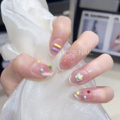 小云朵 可爱少女感立体彩色花花纯手工穿戴甲显白精致美甲贴片