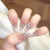 银河蝶舞 千金风满钻爆闪蝴蝶猫眼手工穿戴甲轻奢高级美甲贴片