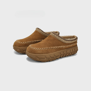 厚底轮胎底雪地靴女皮毛一体一脚蹬防滑低帮靴Z 冬季