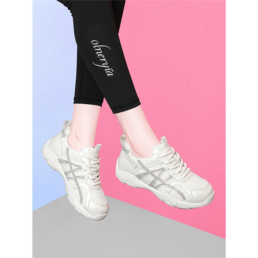 网面运动鞋女2025年秋季新款软底防滑百搭休闲鞋时尚宽松小白鞋女